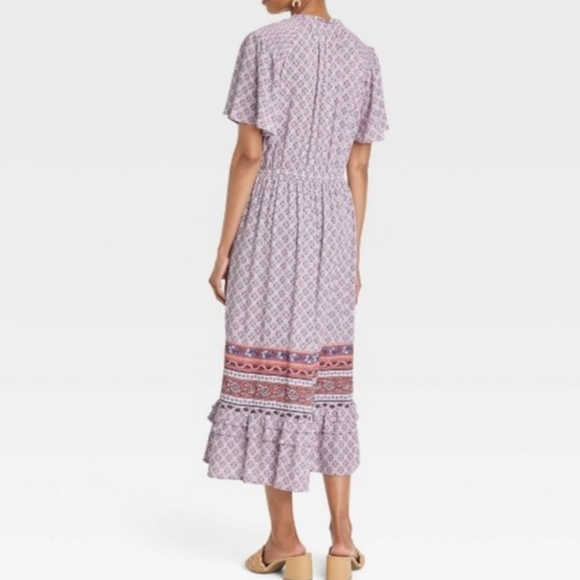 Knox Rose Lilac Haze Flutter Sleeve Prairie Maxi Dress - Picture 2 of 4